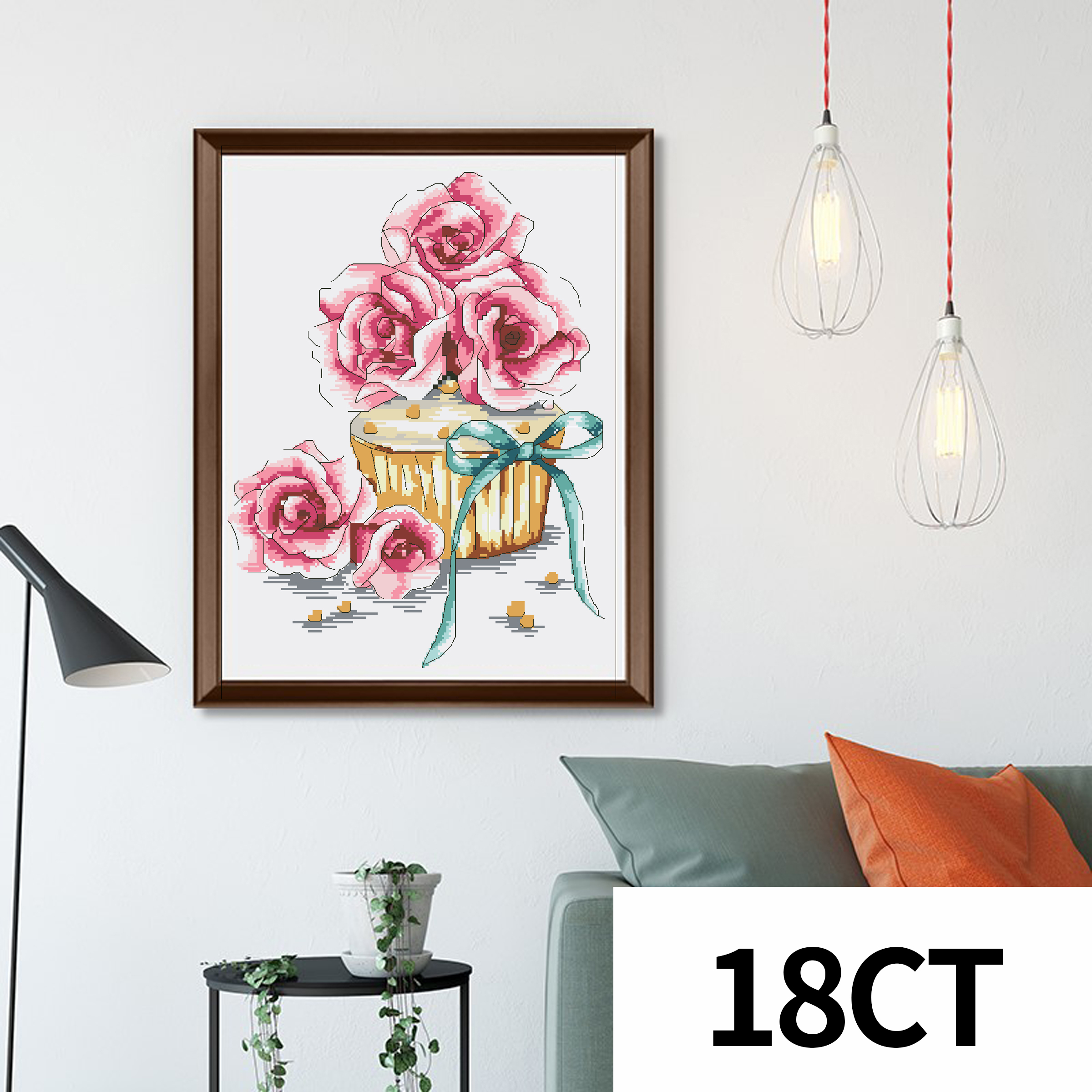 Calmhoop Cross Stitch Kit – Cupcake | 35x25cm HD Print · 16 Threads