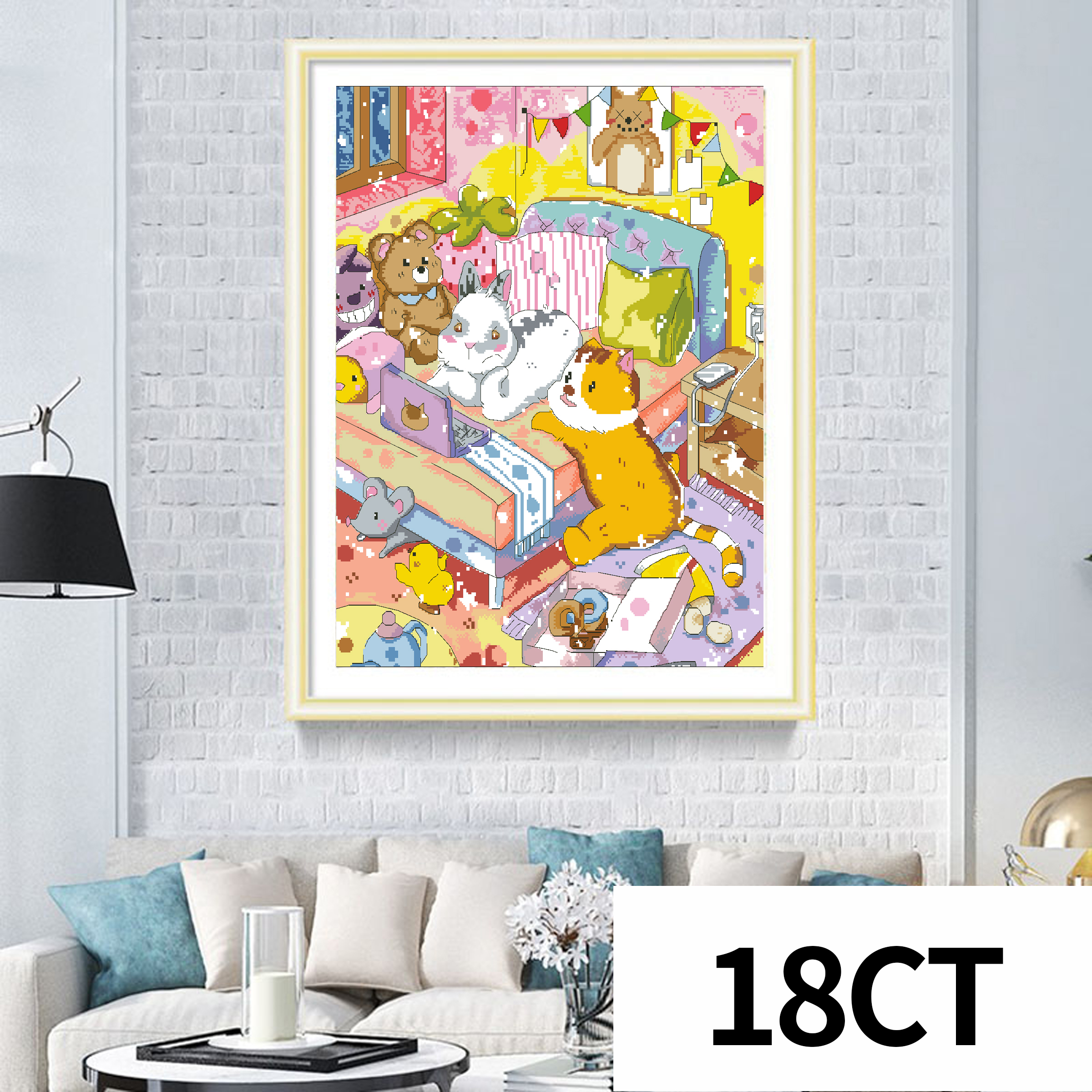 Calmhoop Cross Stitch Kit – Happy Family | 38×45 cm | 28 Color Threads