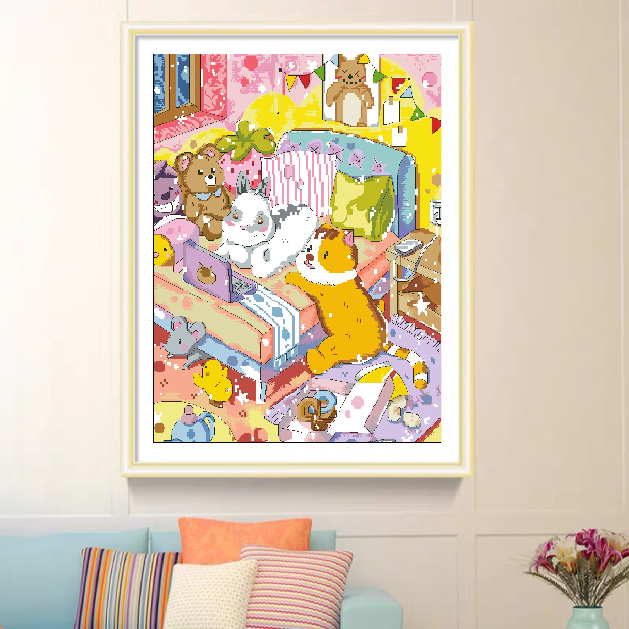 Calmhoop Cross Stitch Kit – Happy Family | 38×45 cm | 28 Color Threads