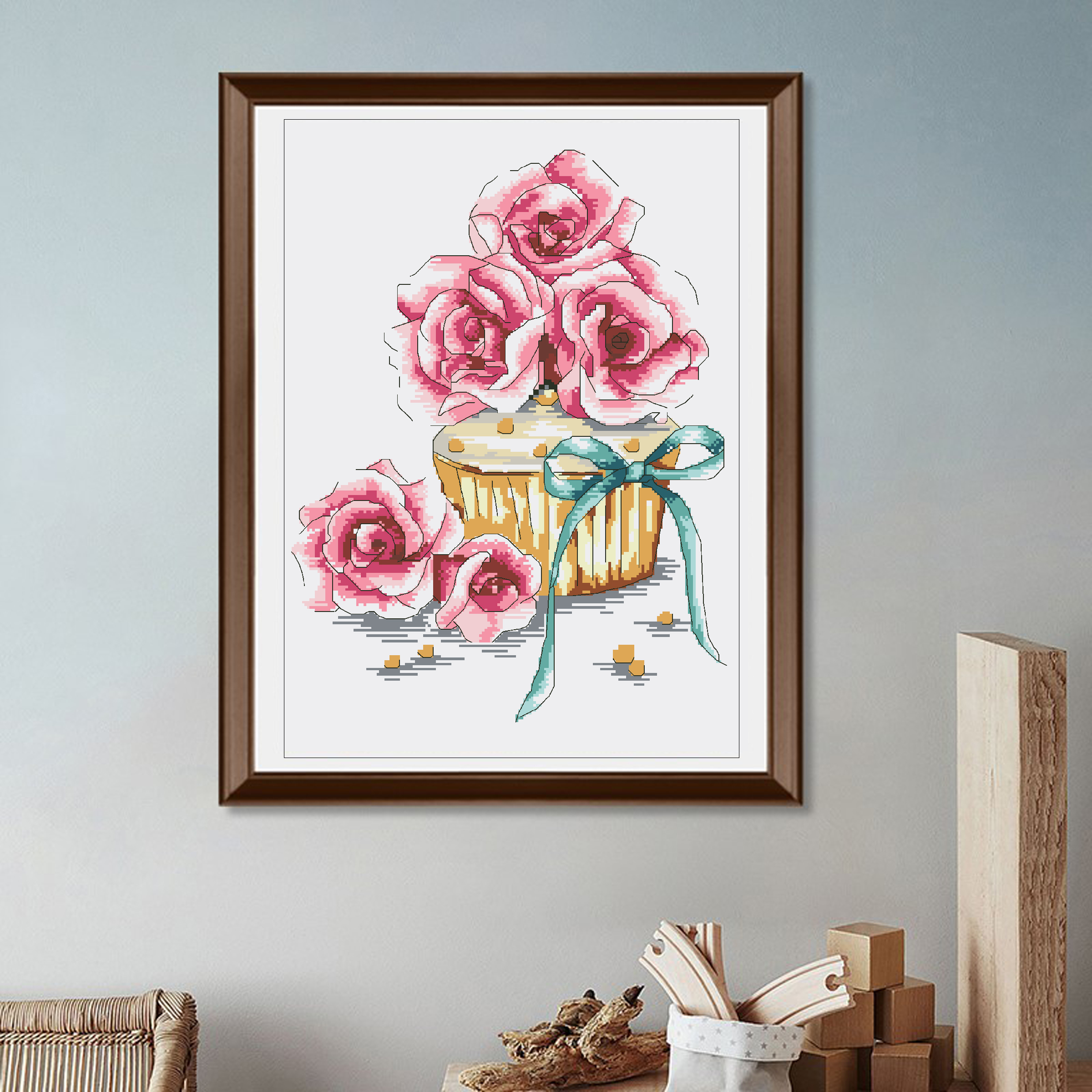 Calmhoop Cross Stitch Kit – Cupcake | 35x25cm HD Print · 16 Threads