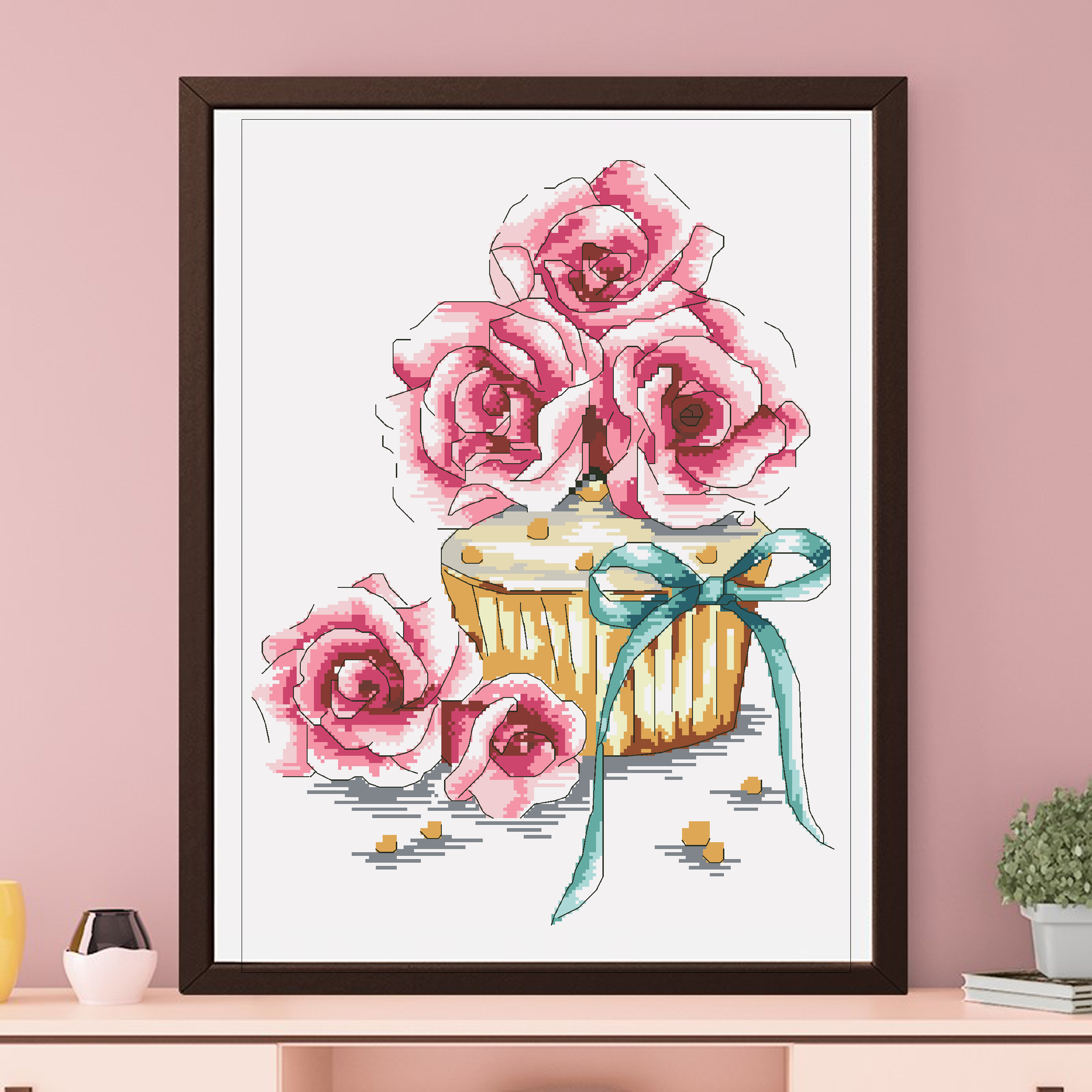 Calmhoop Cross Stitch Kit – Cupcake | 35x25cm HD Print · 16 Threads