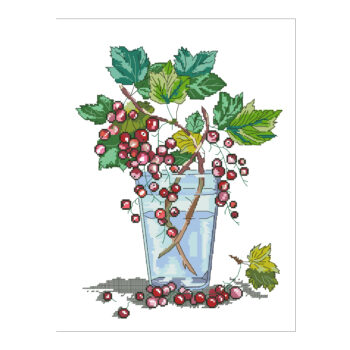 Calmhoop Cross Stitch Kit · Poppies in a Glass | 30cm×23cm · 29 Thread Colors