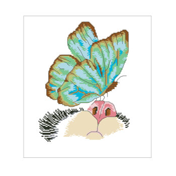 Calmhoop Curious Butterfly Cross Stitch Kit, 20×18cm, 13 Colors, HD Canvas