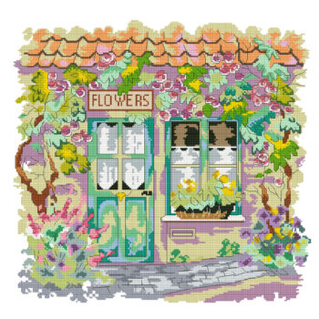 Calmhoop Cross Stitch Kit – Flower House, 30×30 cm, 37 Colors, HD Printed