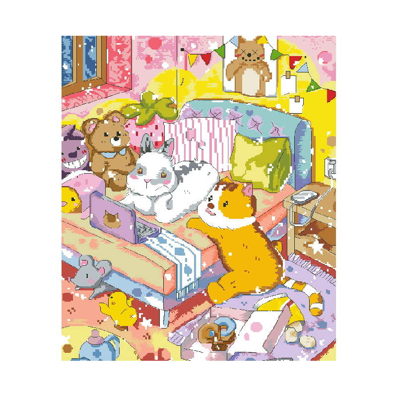 Calmhoop Cross Stitch Kit – Happy Family | 38×45 cm | 28 Color Threads